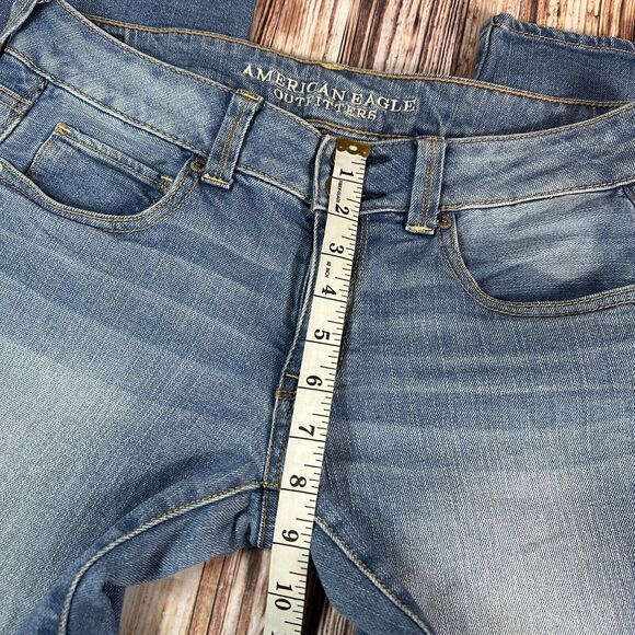 American Eagle ARTIST CROP Womens Size 6 Blue Low Rise Jeans Denim Pants 31x25.5 - Picture 4 of 10